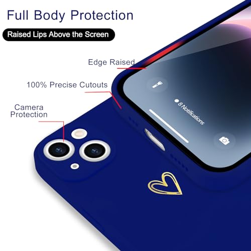 Image of Wirvyuer for iPhone 14 Case Cute Heart Pattern Soft Shockproof Slim Protective Silicone Phone Case Cover for Women Girls, Klein Blue