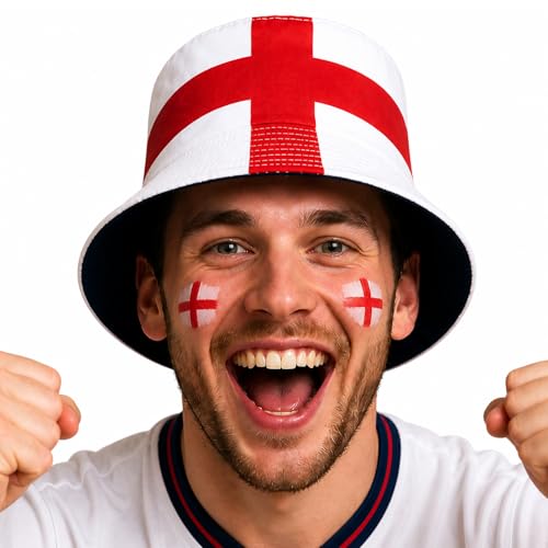 YESAH England Bucket Hat for St. GeorgeDay Reversible Sun Cap Football Fan