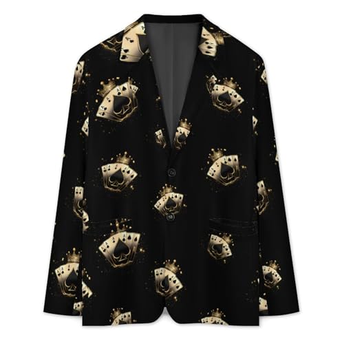Aces Playing Cards Mens Suit Jacket Lapel Blazers V Neck Button Business Coat Tuxedo for Wedding Party3