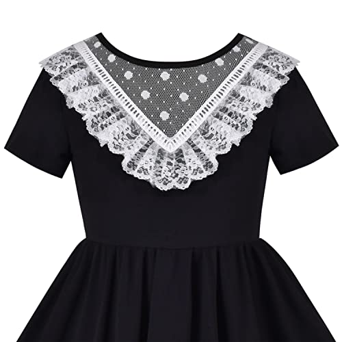 Image of Sunny Fashion Girls Dress Colorful Striped Knitted Cotton Stretch School