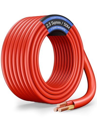 Image of FEDUS 3 Core 2.5 Sqmm Pure Copper Power Cable Cord Flame Retardant Heavy Duty Industrial Grade 14AWG Heavy Load Flexible Heat Resistant Electrical 100% Oxygen-Free Copper Wire for Home Appliances 50 M