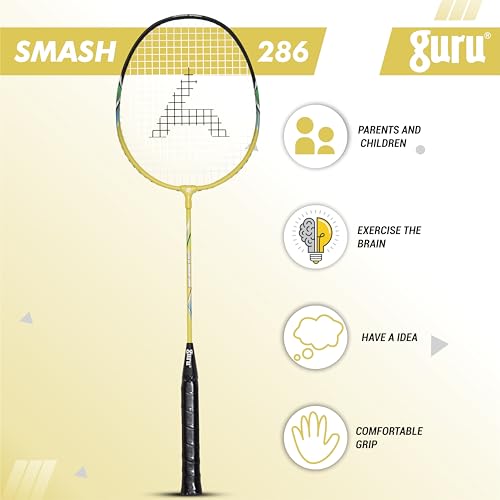 Image of GURU Smash-286 Heavy Duty Aluminium Badminton Racket Pack of 1 with Cover
