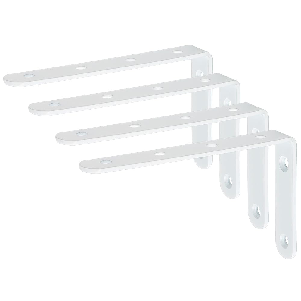 Mooche Shelf Brackets 125mm 4 Pack, Metal L Bracket for Shelves, Wall Mounted Shelf Supports Brace Heavy Duty for Living Room Kitchen Office, White