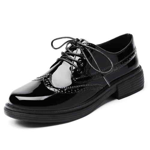 Image of OKJ Black Womens Oxford Lace Up Slip On Women Business Dress Work Shoes
