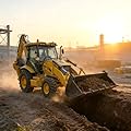 Compact Towable Backhoe Loader with Hydraulic Front Loader and Excavator Arm, Mini Earthmoving Machine for Construction Farm and Landscaping