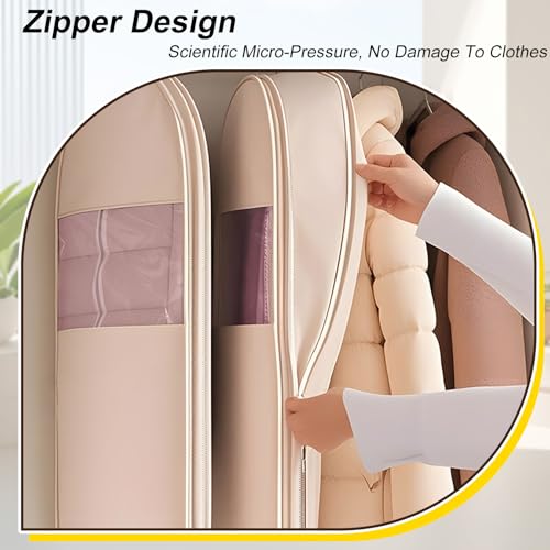 2025 Space Saving Hanging Garment Bag, Garment Bags for Hanging Clothes with Self Compression Zipper, Hanging Storage Bags, Dress Covers Garment Bags, Hanging Clothes Garment Bag,Pink,M2