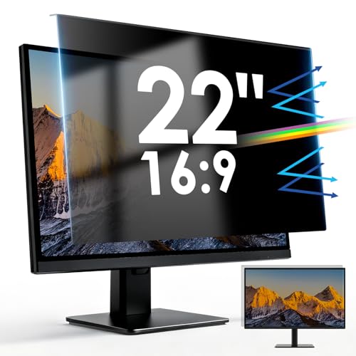 LAMA 22 Inch Removable Hanging Computer Privacy Screen Filter, 16:9 Universal Easy Installation Widescreen Monitor Protector, WxH: 490 x 317mm, Anti-Blue Light, Anti-Glare, Anti-UV