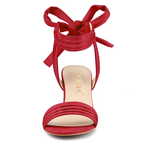 Image of Allegra K Women's Open Toe Ankle Tie Back Block Heels Sandals