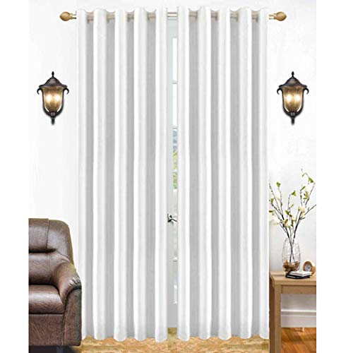 Image of Polyester Eyelet Long Door Curtain, Solid Plain Light Filtering Curtain for Bedroom, Living Room & Home Office, 9 Feet (108 x 48 Inch), White, Pack of 2