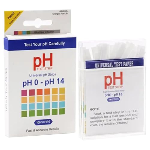 Papel para prueba de pH – Tiras de pH para pruebas en y saliva, 0 – 14 100 tiras Phs | Papel para pruebas PHs de 100 tiras para probar agua potable, alimentos, piscinas, acuarios, monitorear