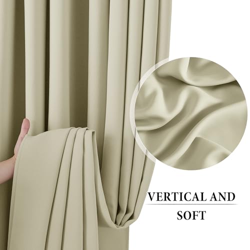 Image of RYB HOME Room Divider Curtains with Flexible Silent Track Wall&Ceiling Mount, Sliding Door Curtains Blackout, Floor to Ceiling Drapes with Hooks for Bedroom /Living Room, Beige, W100 x L108, 1 Panel