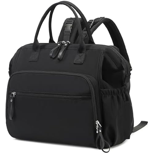 LORADI Large Diaper Bag Tote Backpack (Black, Large-20L)