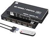 Commutatore HDMI 4 in 1 out: questo hub HDMI per ingressi multipli consente di collegare fino a 4 dispositivi HDMI a un singolo display HDMI (ad es. TV box, lettore DVD, ecc.). Plug Non c'è bisogno di collegare e scollegare i cavi HDMI per cambiare dispositivi, 4 indicatori LED possono indicare chiaramente la porta attualmente attiva, perfetto per casa, ufficio, conferenze e altri luoghi.