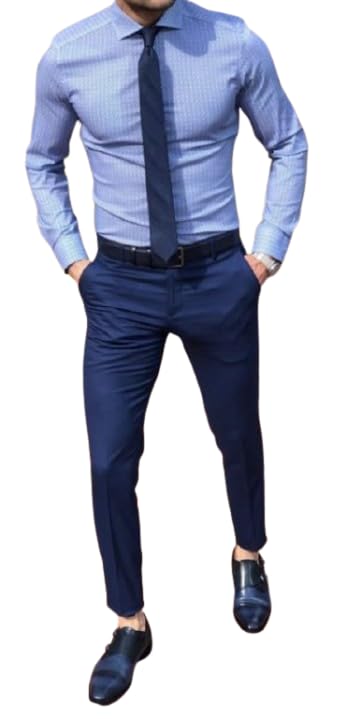 Combo shirt blue & trouser fabric unstitched fabric 90004-image-36