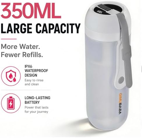 Portable Electric Bidet for Travel with 180° Adjustable Nozzle, Strong Water Pressure- Handheld Rechargeable USB-C Bidet,350ml IPX6 Waterproof Personal Hygiene Cleaner for Postpartum Women, Camping - 5