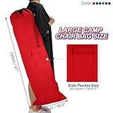 PATIKIL 47 Inch Camp Chair Replacement Bag, Foldable Camping Chair Bag 900D Oxford Large Mouth Carry Bag with Adjustable Shoulder Strap & Side Pocket for Outdoor Camping, Gray - Image 2
