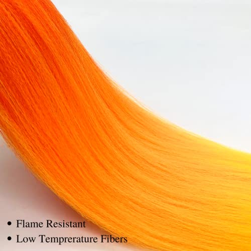 Red Orange Yellow Ombre Braiding Hair Pre Stretched Kanekalon Human Braiding Hair Box Braids 30 Inch #TOP5