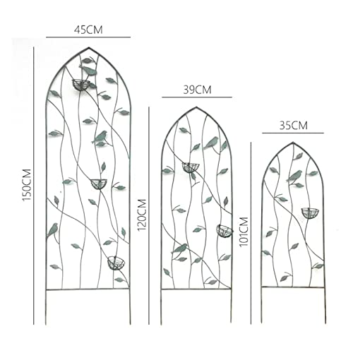 Ge Garden - Pannelli a graticcio in filo di ferro, recinzione per fiori, 101 x 35 cm, 120 x 39 cm, 150 x 45 cm, verde e bianco, per piante rampicanti, rose, viti e verdure