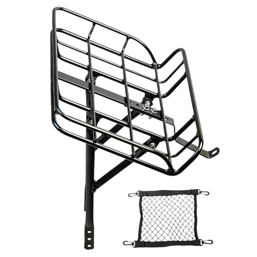 Cesta para bicicleta, soporte de carga de metal de gran capacidad, con cierre rápido, cesta frontal extraíble para carreteras, montañismo, desplazamientos, bolsa de compras, baloncesto, fútbol