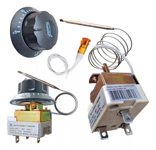 kit 10 Termostato Capilar Universal com Luz Indicadora Automatico Liga/Desliga 50°-300°C, AC 250V/16