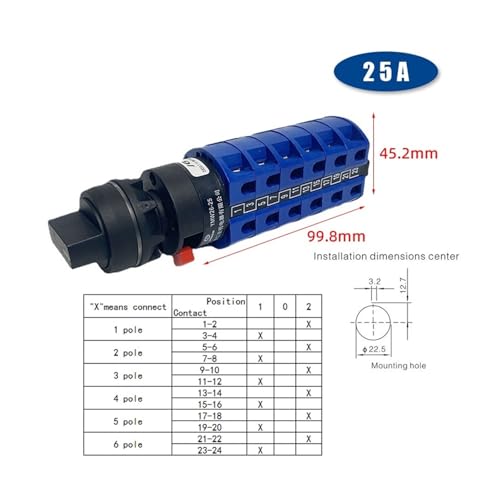 Interruptor rotativo de leva LW26-25/6S para conversion de 6 polos y 25A 2