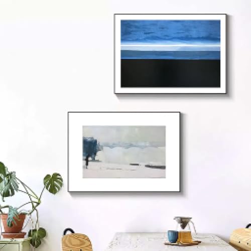 Tableau moderne salon bord de mer bleu affiche murale 35x50cm - 4