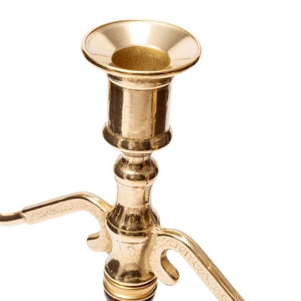 Candelabro barroco Art Nouveau con 3 focos, madera y latón, 31 cm
