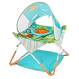 Bright Starts Pop 'N Jump Portable Activity Jumper, Indoor/Outdoor Use, Owl Forest with 4 Sensory Toys, Ages 6-12 Months