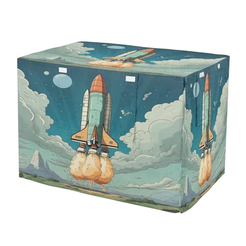 Housse pour cage de chien et chat bleu fusée dessin animé imperméable