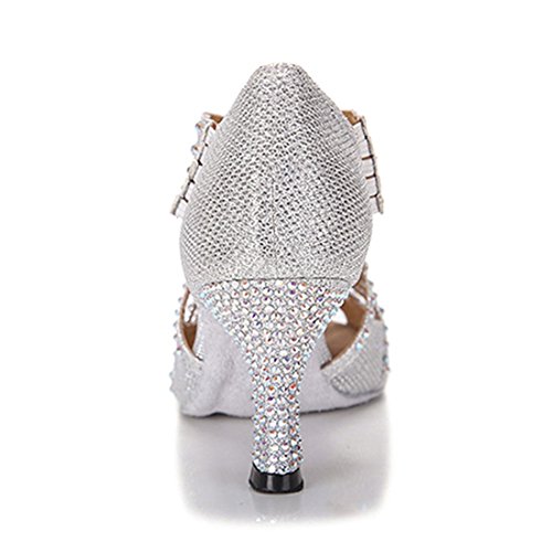 TDA Womens Zipper & Slip-on Flared Heel Glitter Crystals Latin Modern Salsa Tango Ballroom Wedding Dance Shoes2