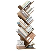 VASAGLE Tree Bookshelf, 9-Tier Floor Standing Bookcase, Space-Saving Corner Shelf, with Wooden Shelves for Bedroom, Living Room, Home Office, Rustic Brown LBC11BX