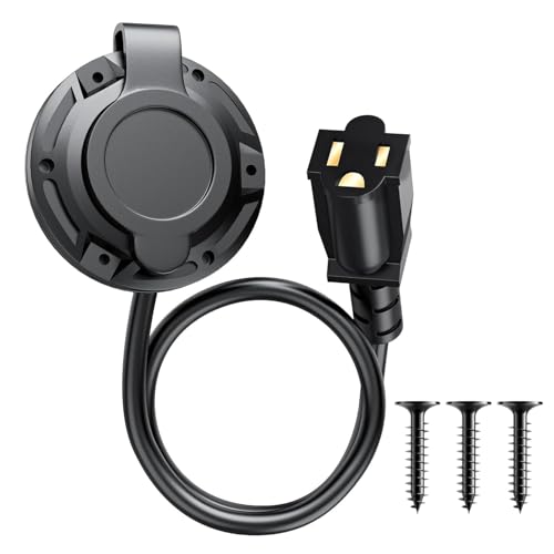 20A 125V AC Port Plug 12AWG Heavy-Duty RV Waterproof Shore Power Inlet Socket with 16 Extension Cord & Integrated Receptacle Box Outdoor Marine RV Golf Cart Electrical Power Receptacle