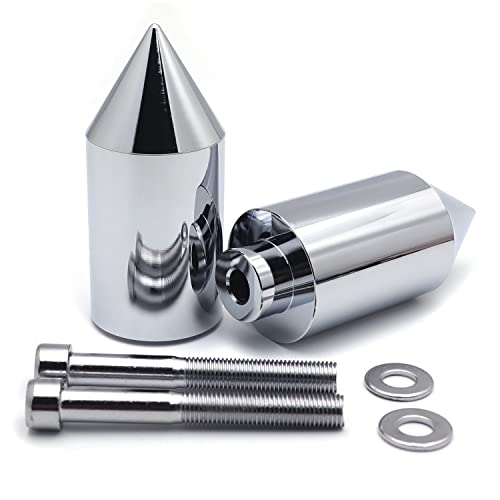 HTTMT- Chrome (Left & Right Sides) Aluminum Spike Frame Sliders Crash Protectors Compatible With CBR 929 954 RR 2000-2003 [P/N: MT290-036-CD]