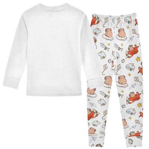 Cute Capybara Pilot Cute Pajama Sets Long Sleeve Top and Pants, Snug Fit Sleepwear for Night Wears2