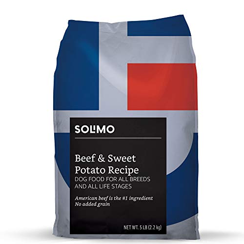 Amazon Brand - Solimo Ultra-Premium Dry Dog Food, No Added Grain, Beef & Sweet Potato Recipe. 5 Lb. Bag