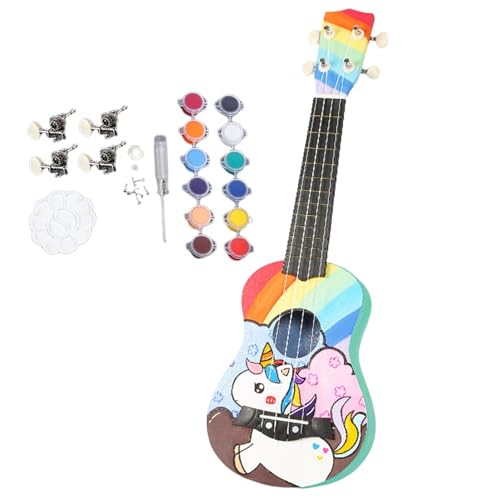 Ukulelen-Set, zum Selberbauen, Holz-Ukulelen-Set für Anfänger, Anfänger-Bundle-Kit für Erwachsene, Installationswerkzeuge, Hawaii-Instrument mit Lindenholzgriffbrett, 53,4 cm / 23,3 Zoll