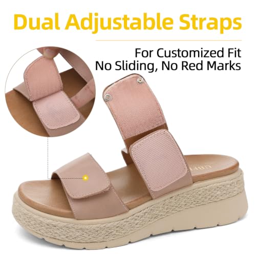 Image of UBFEN Womens Platform Wedge Sandals Orthopedic Arch Support | Espadrille Slides, Comfortable Cushioned, Dressy for Summer Walking, Beach Vacation