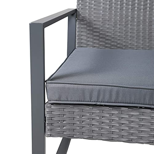 SVITA LOIS XL Poly Rattan Sitzgruppe Gartenmöbel Metall-Garnitur Bistro-Set Tisch Sessel Grau – Bild 6
