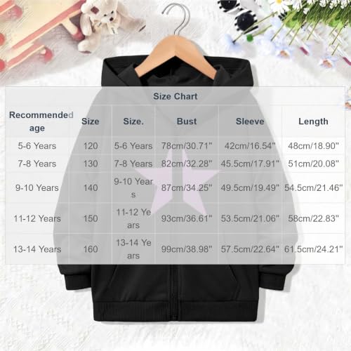 Girls Cute Graphic Fleece Zip Up Hoodie Lightweight Hooded Sweatshirt - image 5