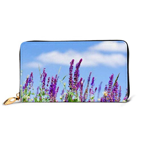 Preisvergleich Produktbild JHGFG Mode Handtasche Reißverschluss Brieftasche Feld Wild Salbei Blumen gegen Blaue Telefonkupplung Geldbörse Abendkupplung Blockieren Leder Brieftasche Multi Card Organizer