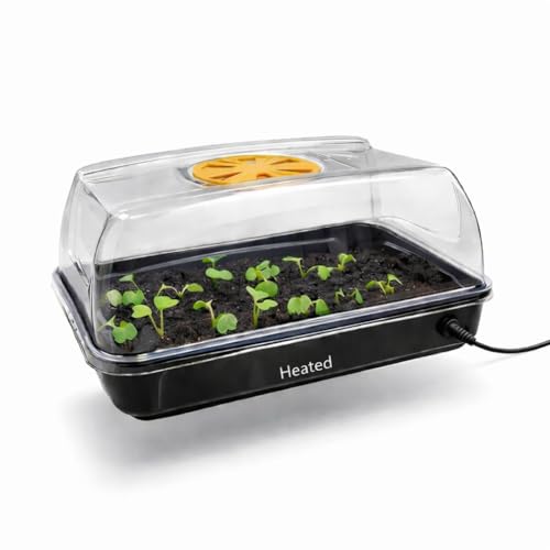 Growers Choice Electric Heated Plant Propagator 39cm 11W Seed Starter Tray with Ventilated Shatter-Resistant Lid Indoor Heated Seed Propagator 39 x 25 x 14cm