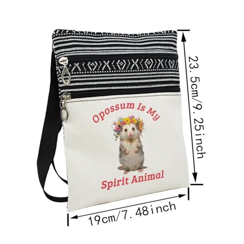 Spirit Animal Opossum Messenger Bag Small Ethnic Pattern Printed Adjustable Strap Crossbody Zipper Bag Phone Bag Wallet Cute Shoulder Handbag for Opossum Lovers Women Friends2