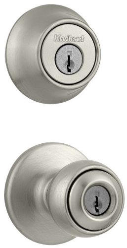 6 Pack Kwikset 690P-15 Polo Keyed Entry Knob with Single Cylinder Deadbolt Combo Pack - Satin Nickel Finish