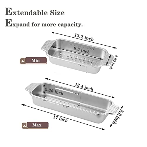 Over The Sink Colander Expandable Stainless Steel Strainer Basket For Kitchen Sink Rinse Veggies And Fruits,Drain Pasta And Dry Dishes #TOP1