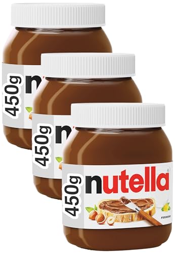 nutella - Nuss-Nugat-Creme, 1 Glas mit 450 g, leckere Haselnuss-Creme als Aufstrich oder für Rezepte (Packung mit 3)