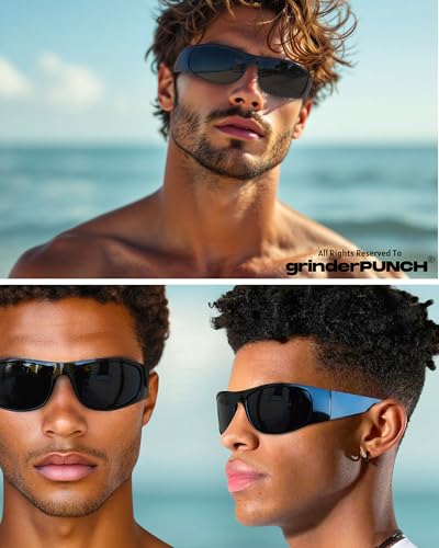 grinderPUNCH Polarized Wrap Around Sunglasses for Men and Women – Lightweight Sports Wraparound Sunglasses UV Protection2
