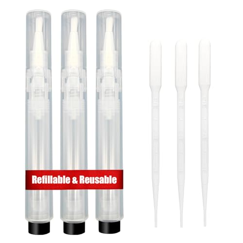URGINO 3-Pack 6ml Real Refillable Cuticle Oil Pens Nail Oil Pen Empty Fillable Oil Applicator Reusable Transparent Cosmetic Container