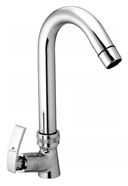 ACHOR ABF01 Table Deck-Mounted Swan Neck Brass Tap for Basin, Kitchen Sink, Bathroom Basin with Foam Flow, Table Top Brass Washbasin Taps for Home/Office with Wall Flange and Teflon Tape (Soft)