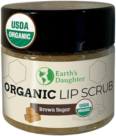 Organic Brown Sugar Lip Scrub Stocking Stuffers – 0.7oz – USDA Organic Lip Exfoliator Scrub for Dry Lips - Fair Trade, Brown Sugar, Jojoba Oil, Beeswax, Coconut Oil - Lip Scrubber Exfoliator