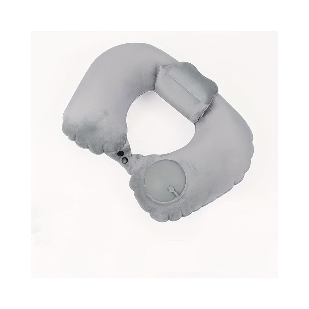 SMFUYT NYSDM 1pc Oreiller de Voyage Gonflable, Oreiller Ultraléger, Oreiller Cervical à Capuchon sur Avion, Oreillers Lavables Portables pour la Sieste au Bureau
